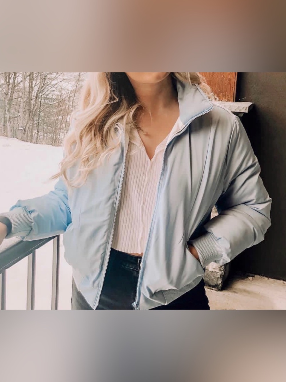 Light Blue/White Reversible Puffer Jacket